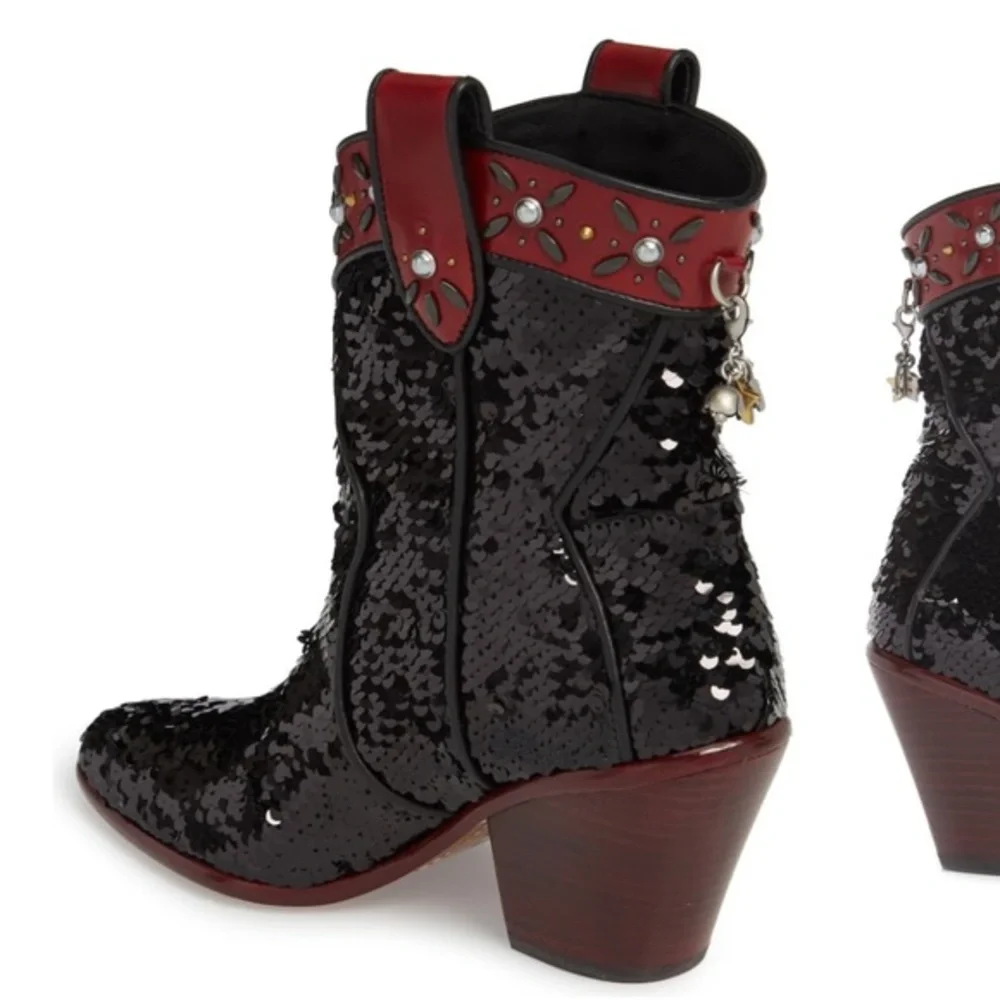 Coach Western Sequin Embellished Bootie